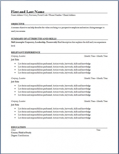 resume template